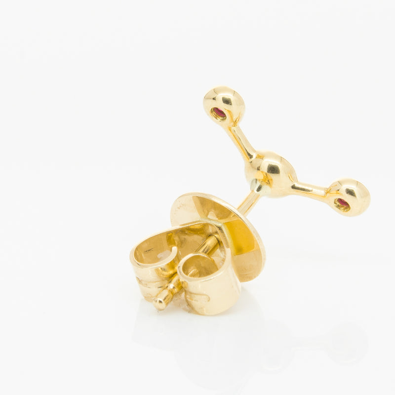 18ct Yellow Gold Ruby Single Fire Element Earring-Earrings-Walker & Hall