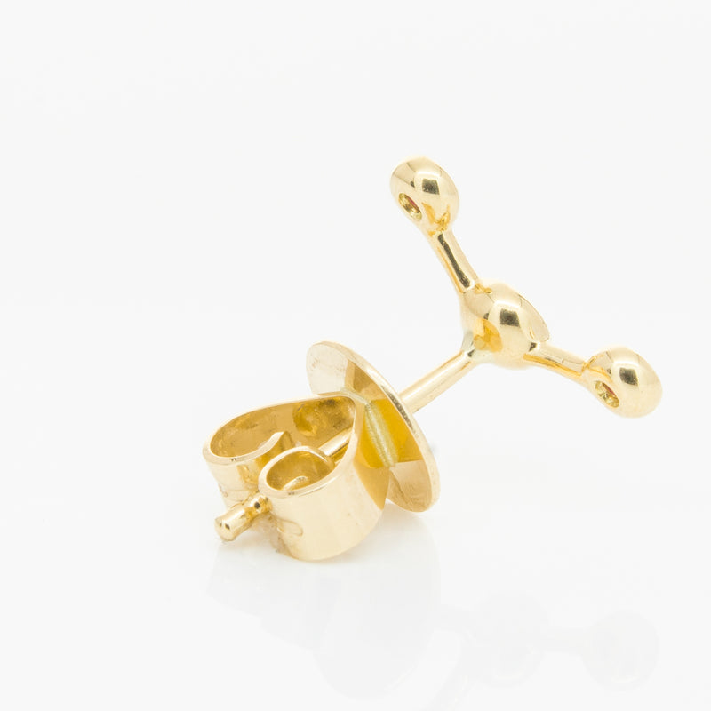 18ct Yellow Gold Ruby Single Fire Element Earring-Earrings-Walker & Hall