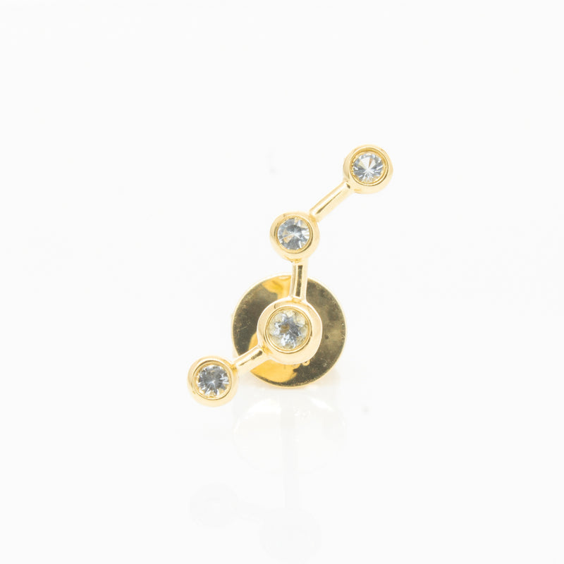 18ct Yellow Gold Aquamarine Single Air Element Earring-Earrings-Walker & Hall