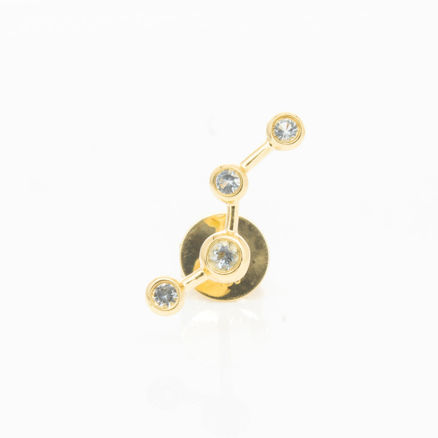 18ct Yellow Gold Aquamarine Single Air Element Earring-Earrings-Walker & Hall