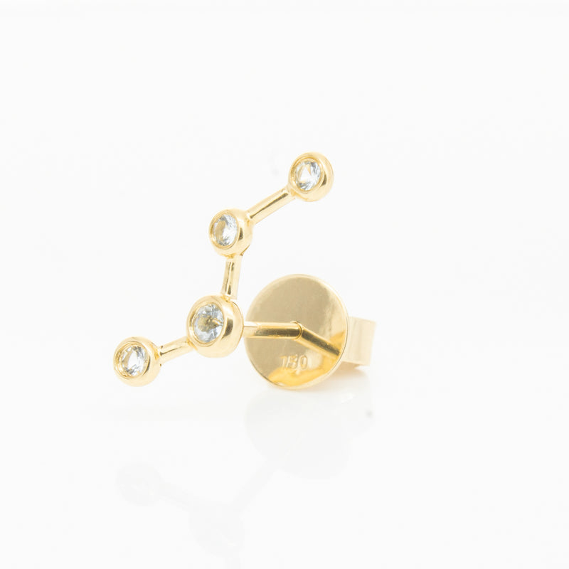 18ct Yellow Gold Aquamarine Single Air Element Earring-Earrings-Walker & Hall