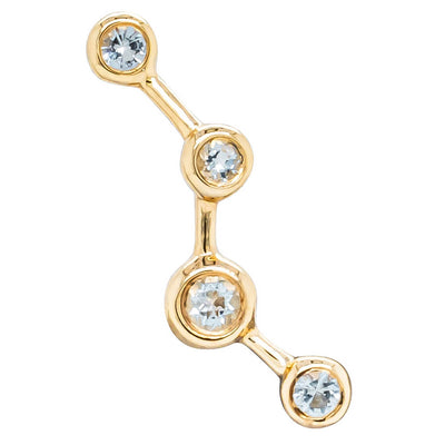 18ct Yellow Gold Aquamarine Single Air Element Earring-Earrings-Walker & Hall