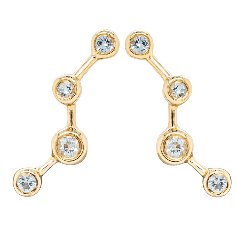 18ct Yellow Gold Aquamarine Single Air Element Earring-Earrings-Walker & Hall