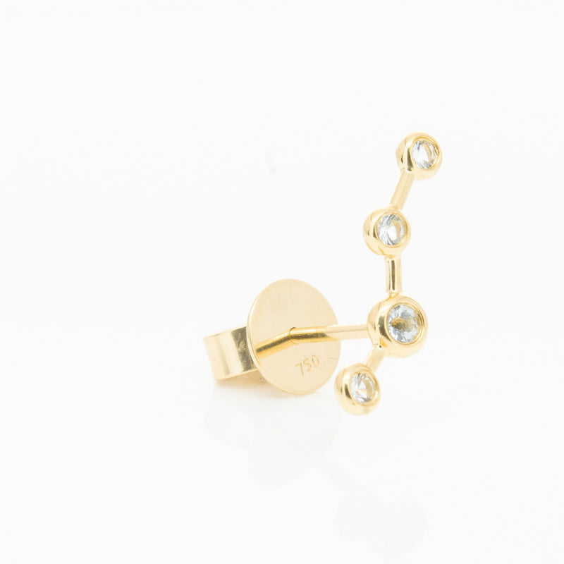 18ct Yellow Gold Aquamarine Single Air Element Earring-Earrings-Walker & Hall