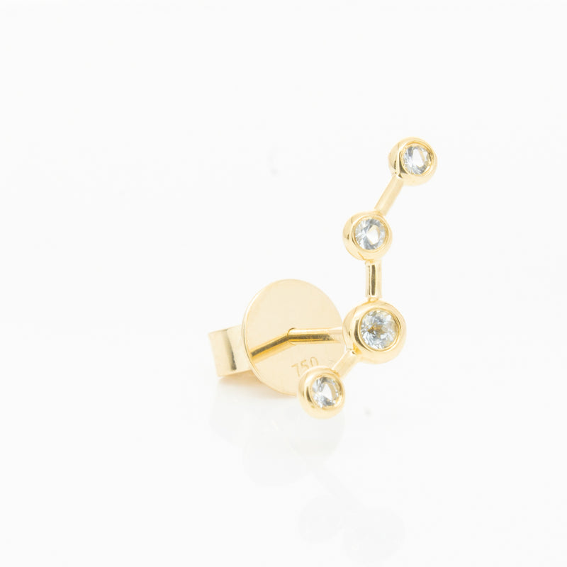 18ct Yellow Gold Aquamarine Single Air Element Earring-Earrings-Walker & Hall