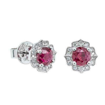 18ct White Gold 2.13ct Ruby & Diamond Paramount Earrings-Earrings-Walker & Hall