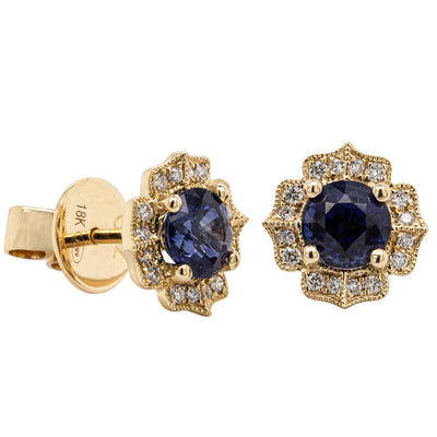 18ct Yellow Gold 1.65ct Sapphire & Diamond Paramount Earrings-Earrings-Walker & Hall