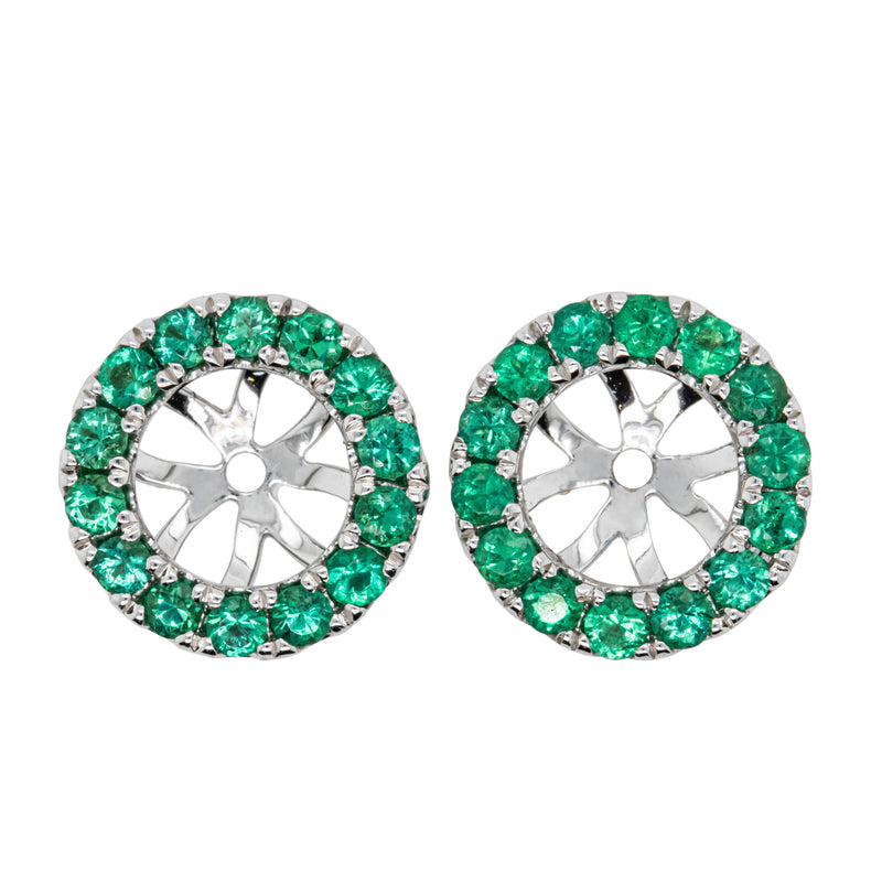 18ct White Gold Emerald Blossom Enhancers-Earrings-Walker & Hall