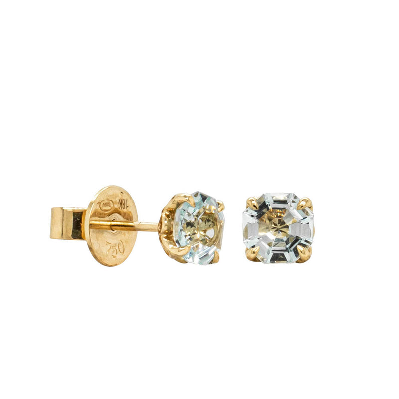 18ct Yellow Gold Aquamarine Octavia Stud Earrings-Earrings-Walker & Hall