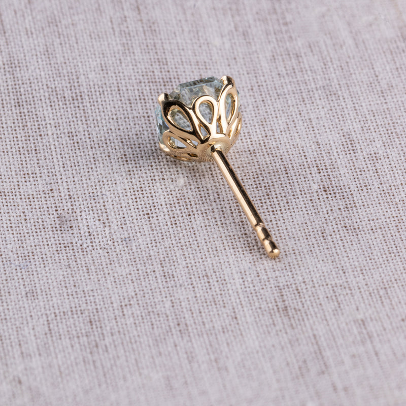 18ct Yellow Gold Aquamarine Octavia Stud Earrings-Earrings-Walker & Hall