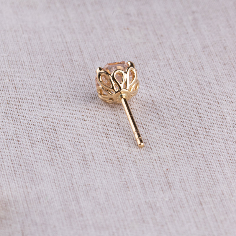 18ct Yellow Gold Morganite Octavia Stud Earrings-Earrings-Walker & Hall