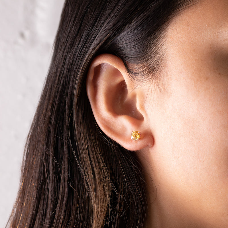 18ct Rose Gold Citrine Octavia Stud Earrings-Earrings-Walker & Hall