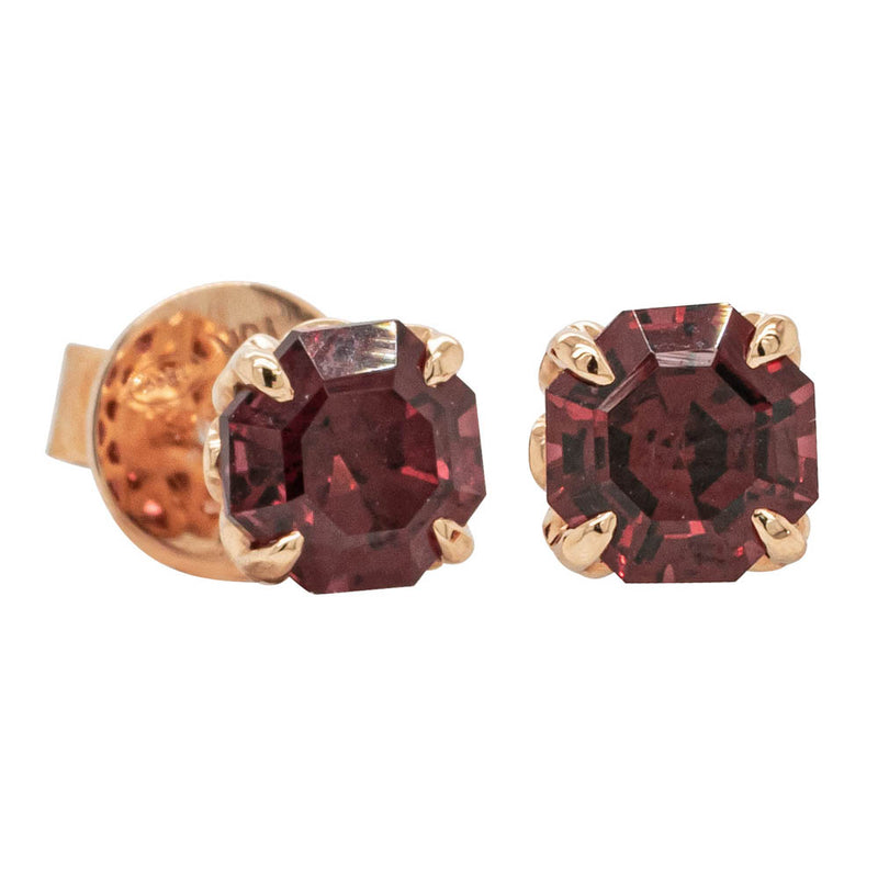 18ct Rose Gold Garnet Octavia Stud Earrings-Earrings-Walker & Hall