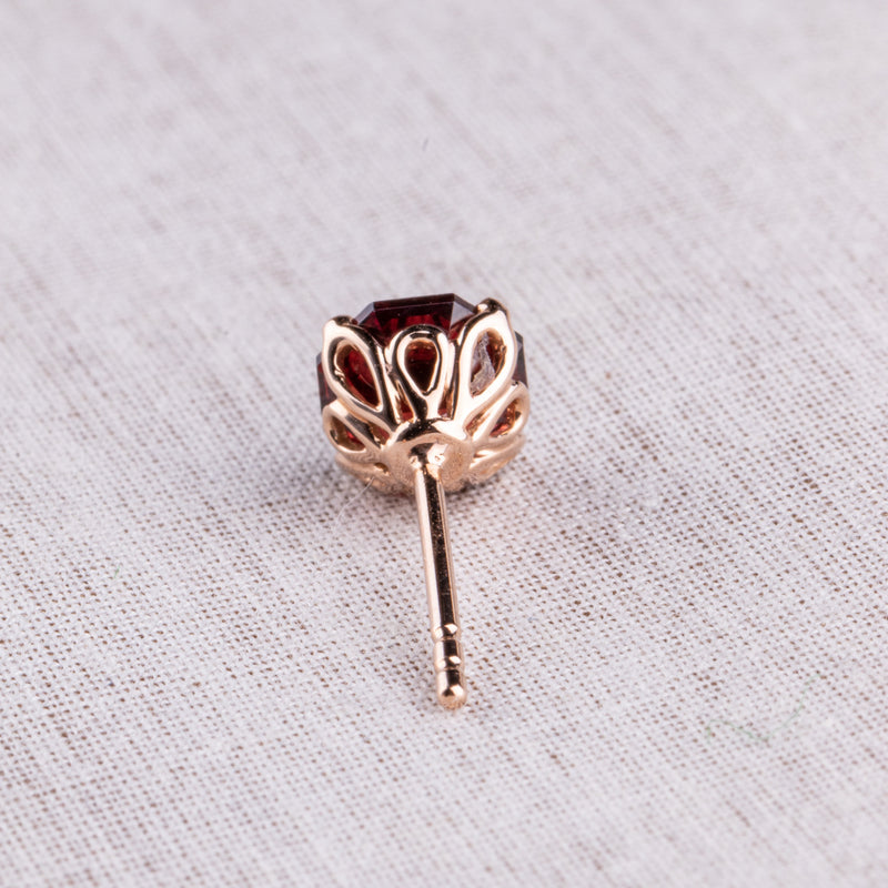 18ct Rose Gold Garnet Octavia Stud Earrings-Earrings-Walker & Hall