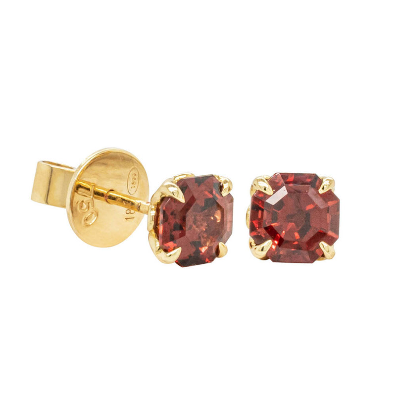 18ct Yellow Gold Garnet Octavia Stud Earrings-Earrings-Walker & Hall