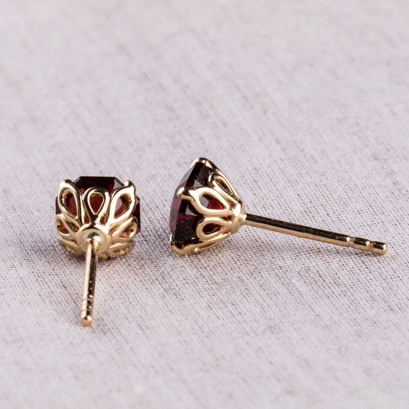 18ct Yellow Gold Garnet Octavia Stud Earrings-Earrings-Walker & Hall