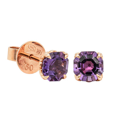 18ct Rose Gold Amethyst Octavia Stud Earrings-Earrings-Walker & Hall