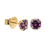 18ct Yellow Gold Amethyst Octavia Stud Earrings-Earrings-Walker & Hall
