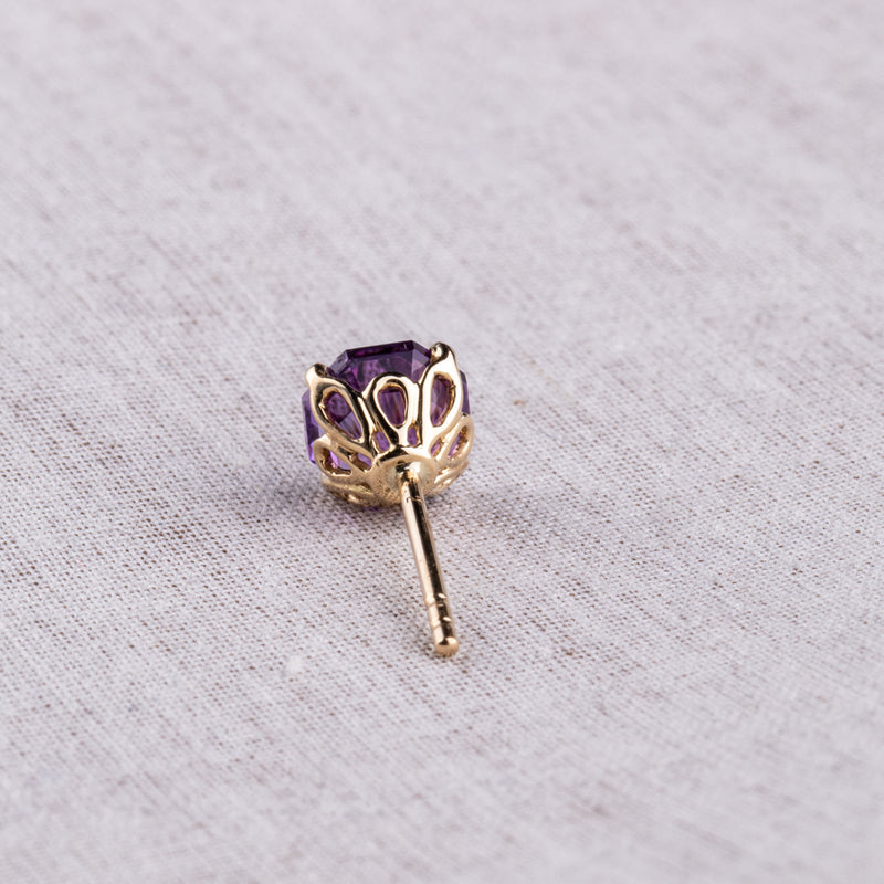 18ct Yellow Gold Amethyst Octavia Stud Earrings-Earrings-Walker & Hall