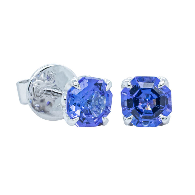 18ct White Gold Tanzanite Octavia Stud Earrings-Earrings-Walker & Hall