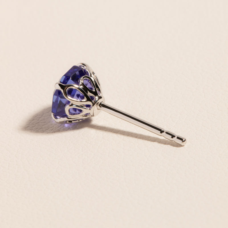 18ct White Gold Tanzanite Octavia Stud Earrings-Earrings-Walker & Hall