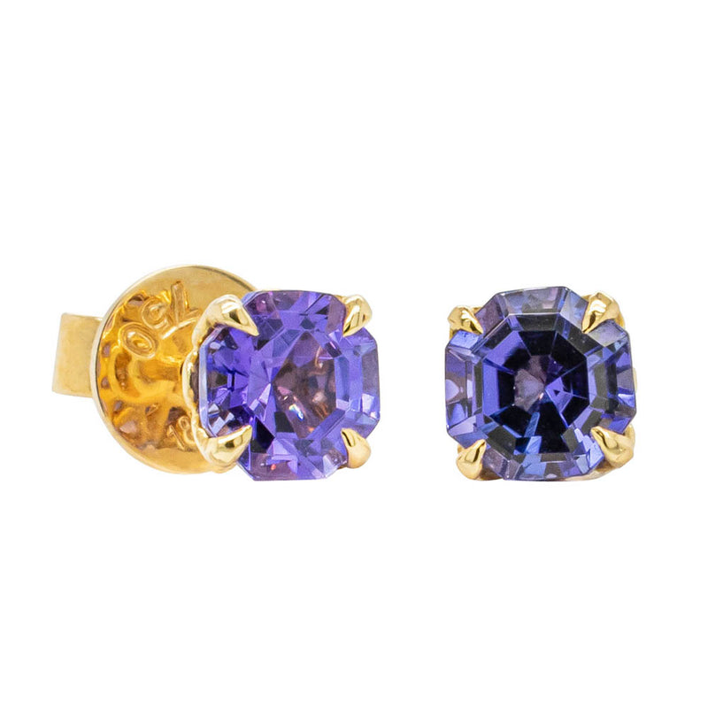 18ct Yellow Gold Tanzanite Octavia Stud Earrings-Earrings-Walker & Hall