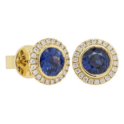 18ct Yellow Gold 1.92ct Sapphire & Diamond Isla Earrings-Earrings-Walker & Hall
