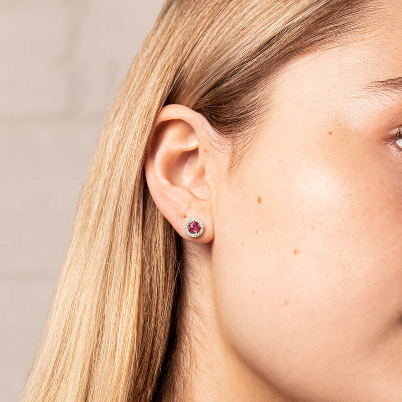 18ct White Gold .79ct Ruby & Diamond Earrings-Earrings-Walker & Hall
