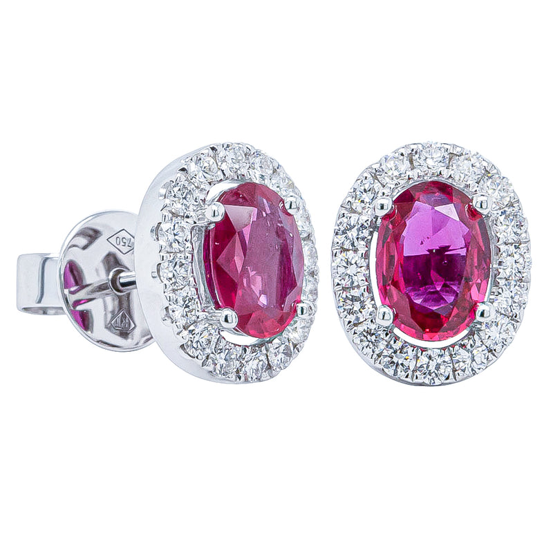 18ct White Gold 1.43ct Ruby & Diamond Earrings-Earrings-Walker & Hall