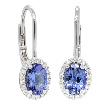 18ct White Gold 1.64ct Tanzanite & Diamond Mini Sierra Earrings-Earrings-Walker & Hall