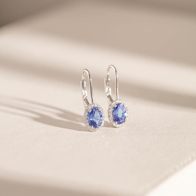 18ct White Gold 1.64ct Tanzanite & Diamond Mini Sierra Earrings-Earrings-Walker & Hall