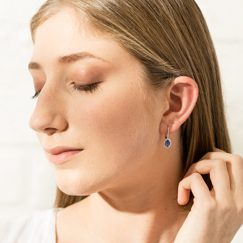 18ct White Gold 1.64ct Tanzanite & Diamond Mini Sierra Earrings-Earrings-Walker & Hall