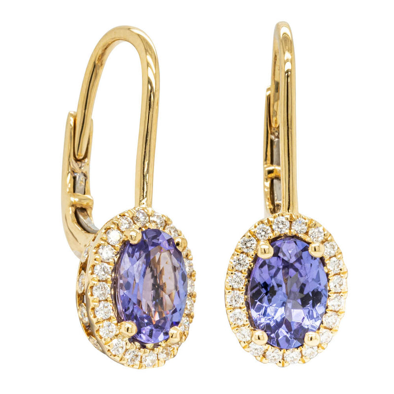 18ct Yellow Gold Tanzanite & Diamond Mini Sierra Earrings-Earrings-Walker & Hall