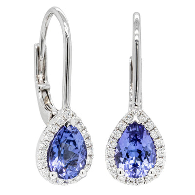 18ct White Gold Tanzanite & Diamond Mini Sierra Earrings-Earrings-Walker & Hall