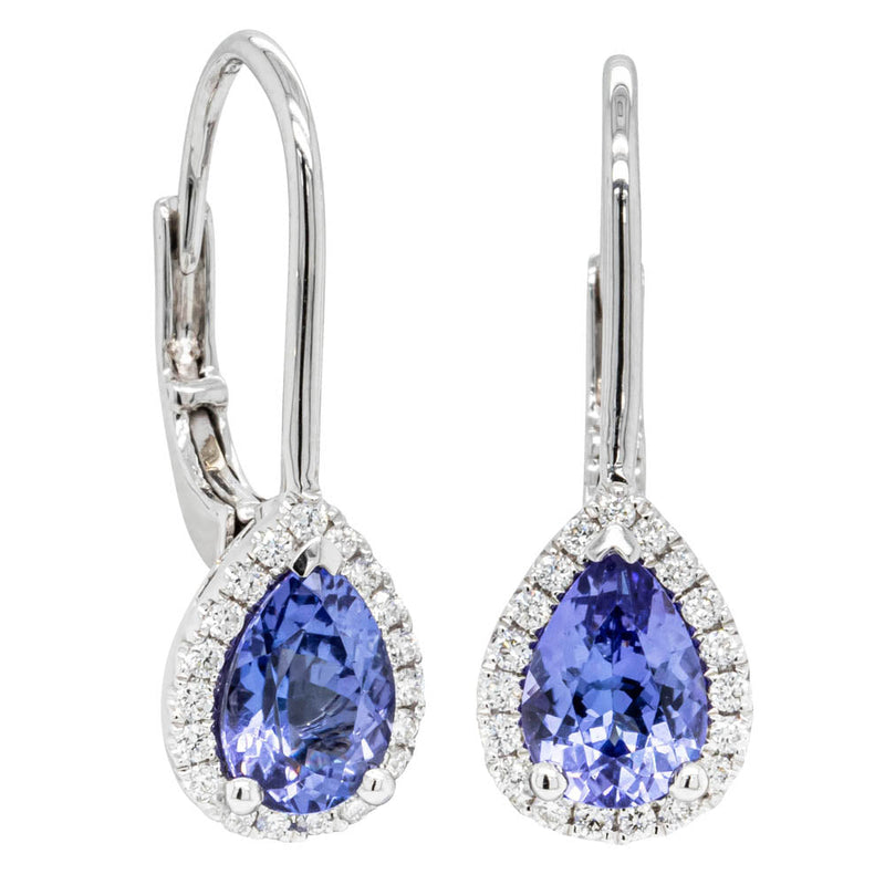 18ct White Gold Tanzanite & Diamond Mini Sierra Earrings-Earrings-Walker & Hall