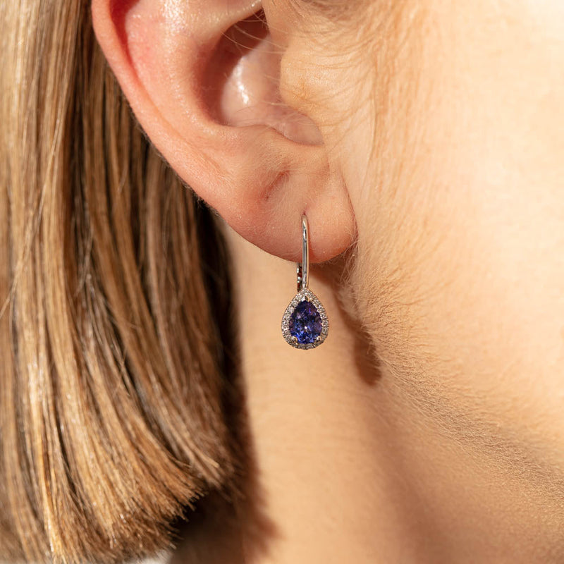 18ct White Gold Tanzanite & Diamond Mini Sierra Earrings-Earrings-Walker & Hall