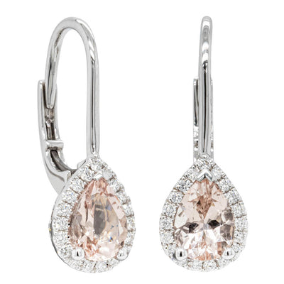 18ct White Gold 1.34ct Morganite & Diamond Mini Sierra Earrings-Earrings-Walker & Hall