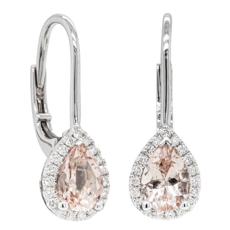 18ct White Gold 1.34ct Morganite & Diamond Mini Sierra Earrings-Earrings-Walker & Hall