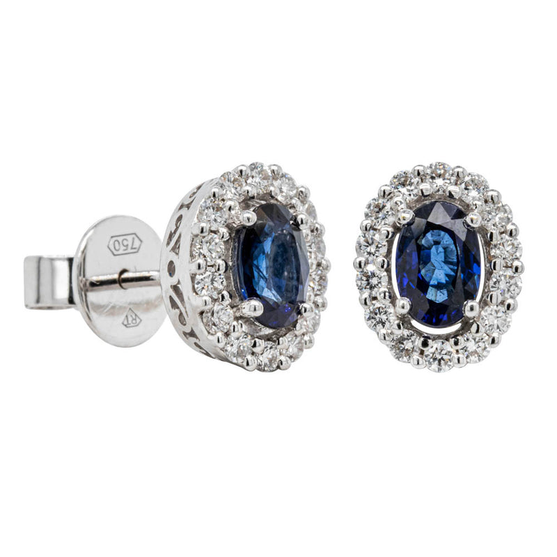 18ct White Gold Sapphire & Diamond Earrings-Earrings-Walker & Hall