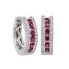18ct White Gold .36ct Ruby & Diamond Hoop Earrings-Earrings-Walker & Hall