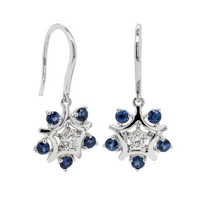 18ct White Gold .86ct Sapphire & Diamond Earrings-Earrings-Walker & Hall