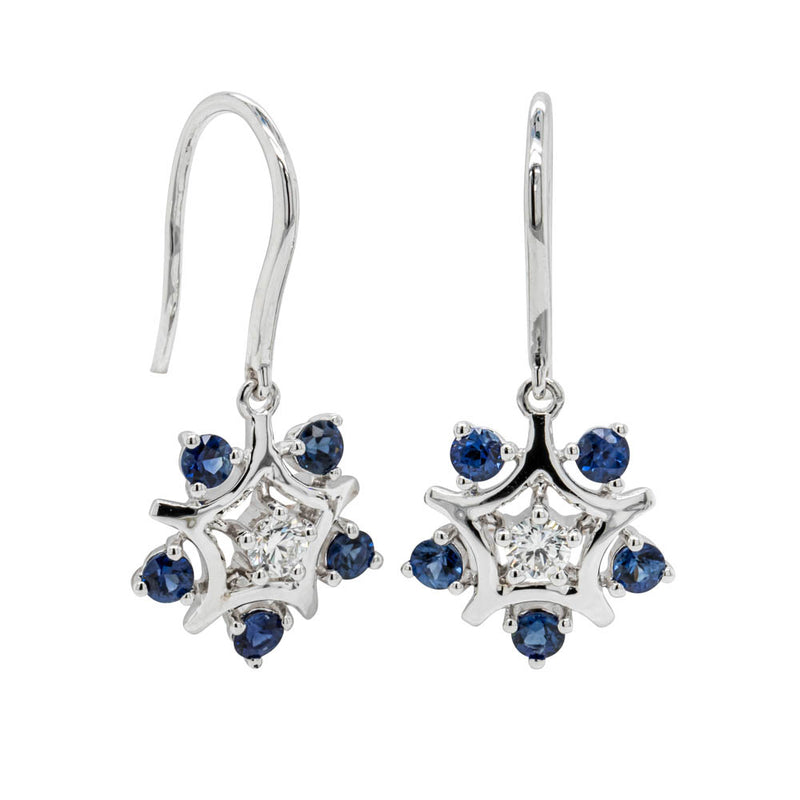 18ct White Gold .86ct Sapphire & Diamond Earrings-Earrings-Walker & Hall