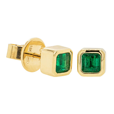 18ct Yellow Gold Emerald Earrings-Earrings-Walker & Hall