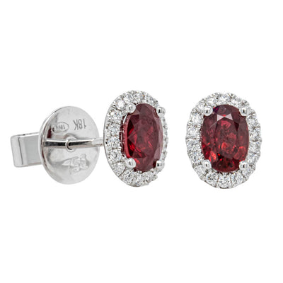 18ct White Gold 1.57ct Ruby & Diamond Earrings-Earrings-Walker & Hall