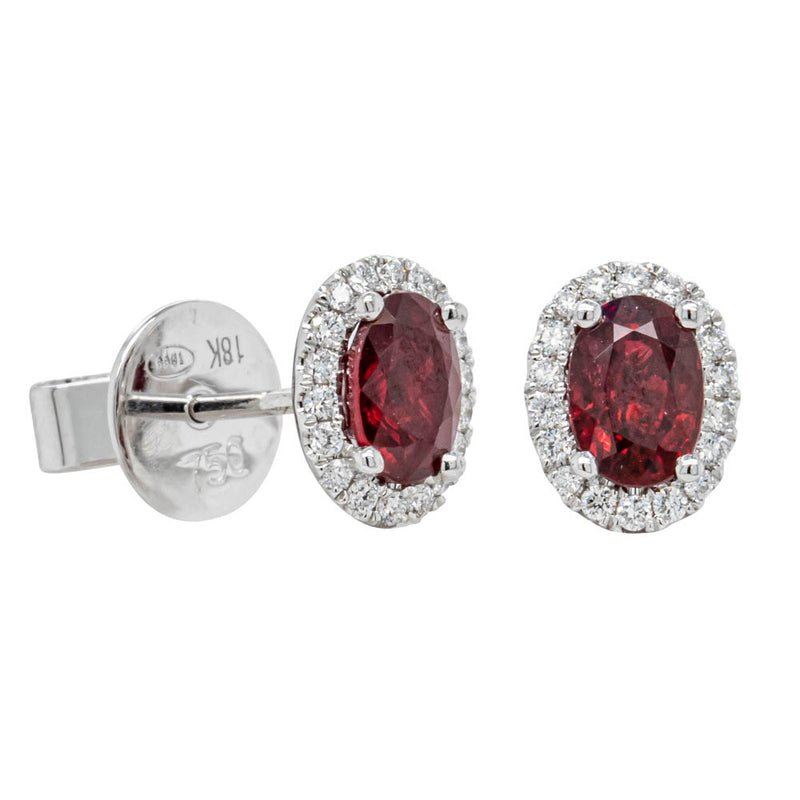 18ct White Gold 1.57ct Ruby & Diamond Earrings-Earrings-Walker & Hall