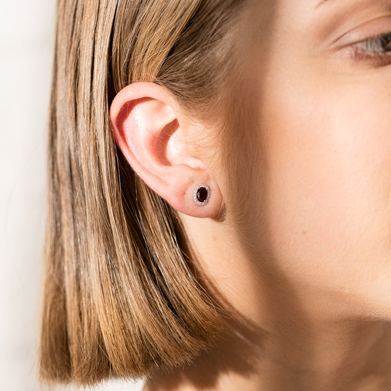 18ct White Gold 1.57ct Ruby & Diamond Earrings-Earrings-Walker & Hall