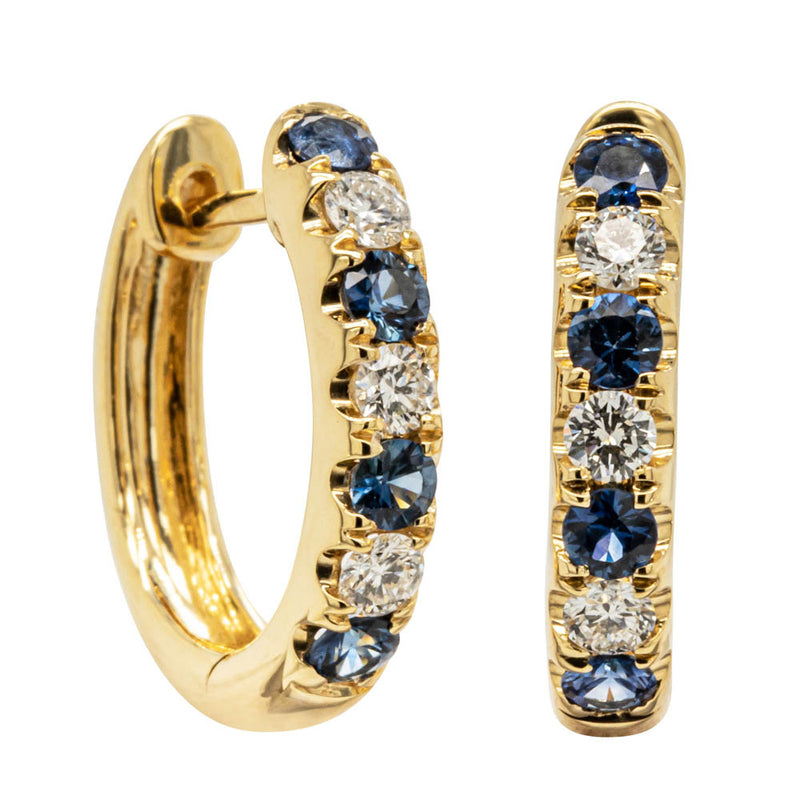 18ct Yellow Gold Sapphire & Diamond Meridien Earrings-Earrings-Walker & Hall