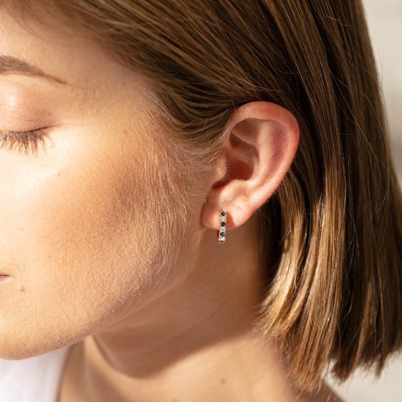 18ct Yellow Gold Sapphire & Diamond Meridien Earrings-Earrings-Walker & Hall