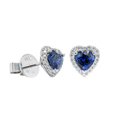 18ct White Gold Sapphire & Diamond Earrings-Earrings-Walker & Hall