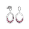 18ct White Gold .50ct Ruby & Diamond Drop Earrings-Earrings-Walker & Hall